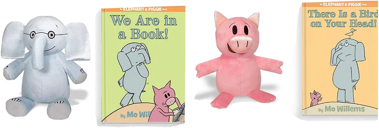 Mo Willems Kohl's Plush Piggie & Gerald Elephant with 2 Books, 12" Pack New