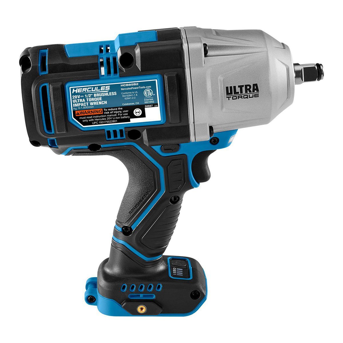 HERCULES 20V Brushless Cordless, 1/2 in. Ultra Torque Impact Wrench with Friction Ring - Tool Only