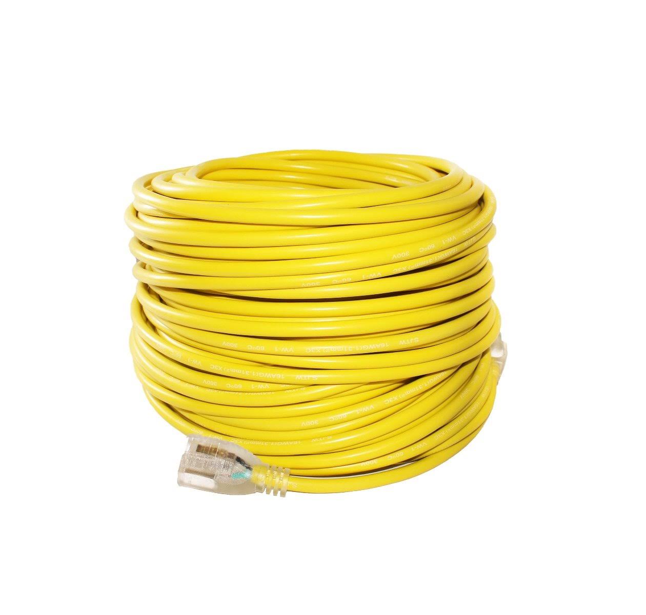 LifeSupplyUSA 12/3 200 ft. SJTW 15 Amp, 125-Volt, 1875-Watt Lighted End Heavy-Duty Extension Cord, Yellow