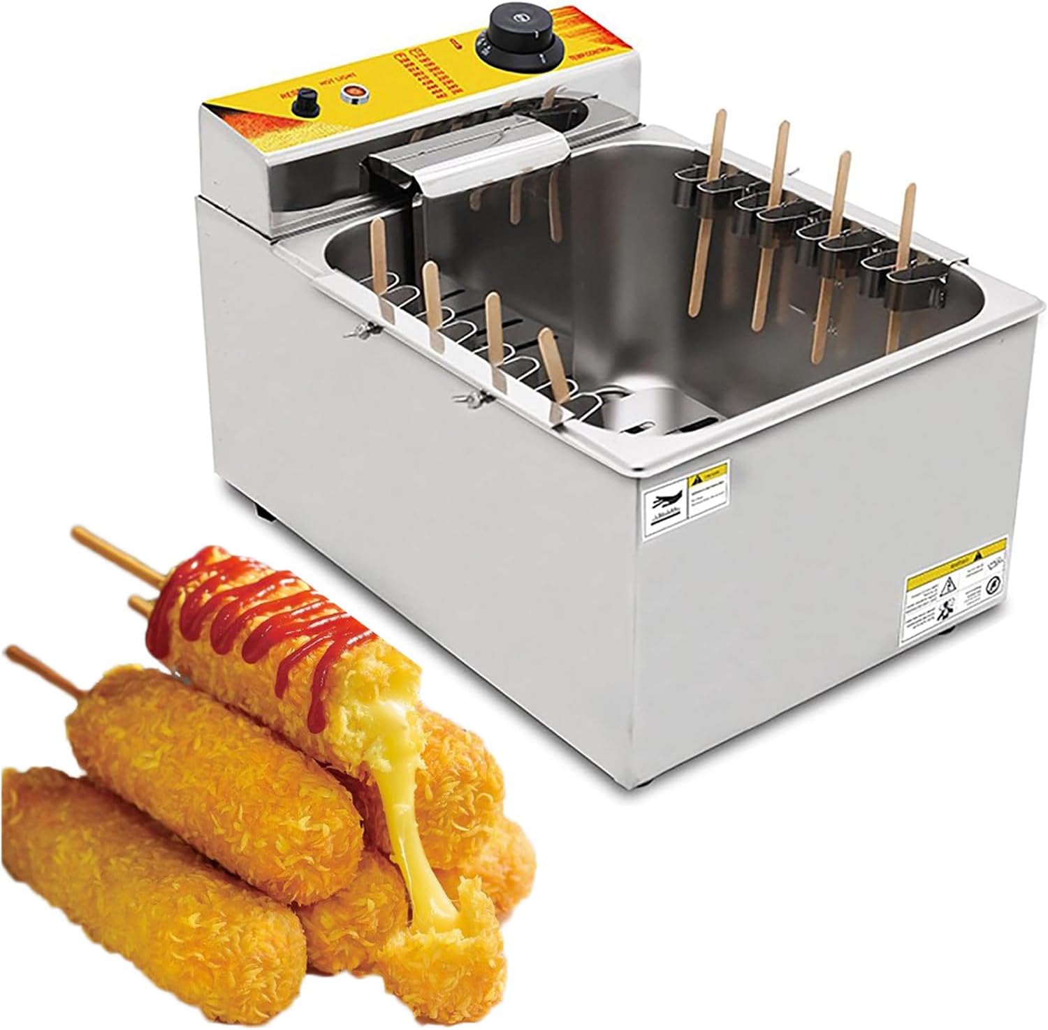 12L Large Capacity Commercial Automatic Cheese Hot dog Sticks Fryer Electric Deep Hot Corn Dog Fryer Machine