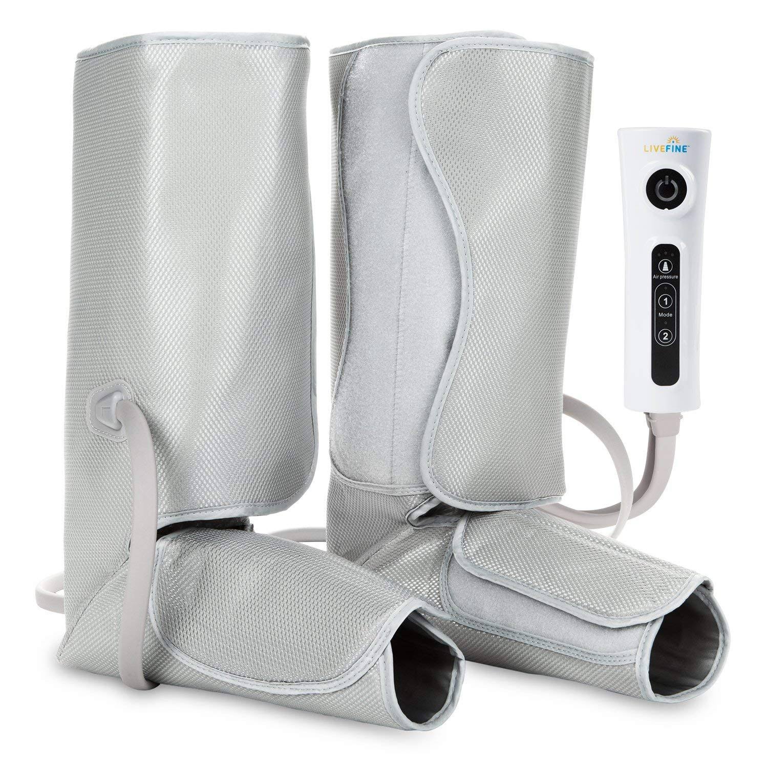 LiveFine Air Leg Compression Massager - Electric Foot & Calf Massage Wraps with Handheld Controller 2 Modes & 3 Intensities Relieve