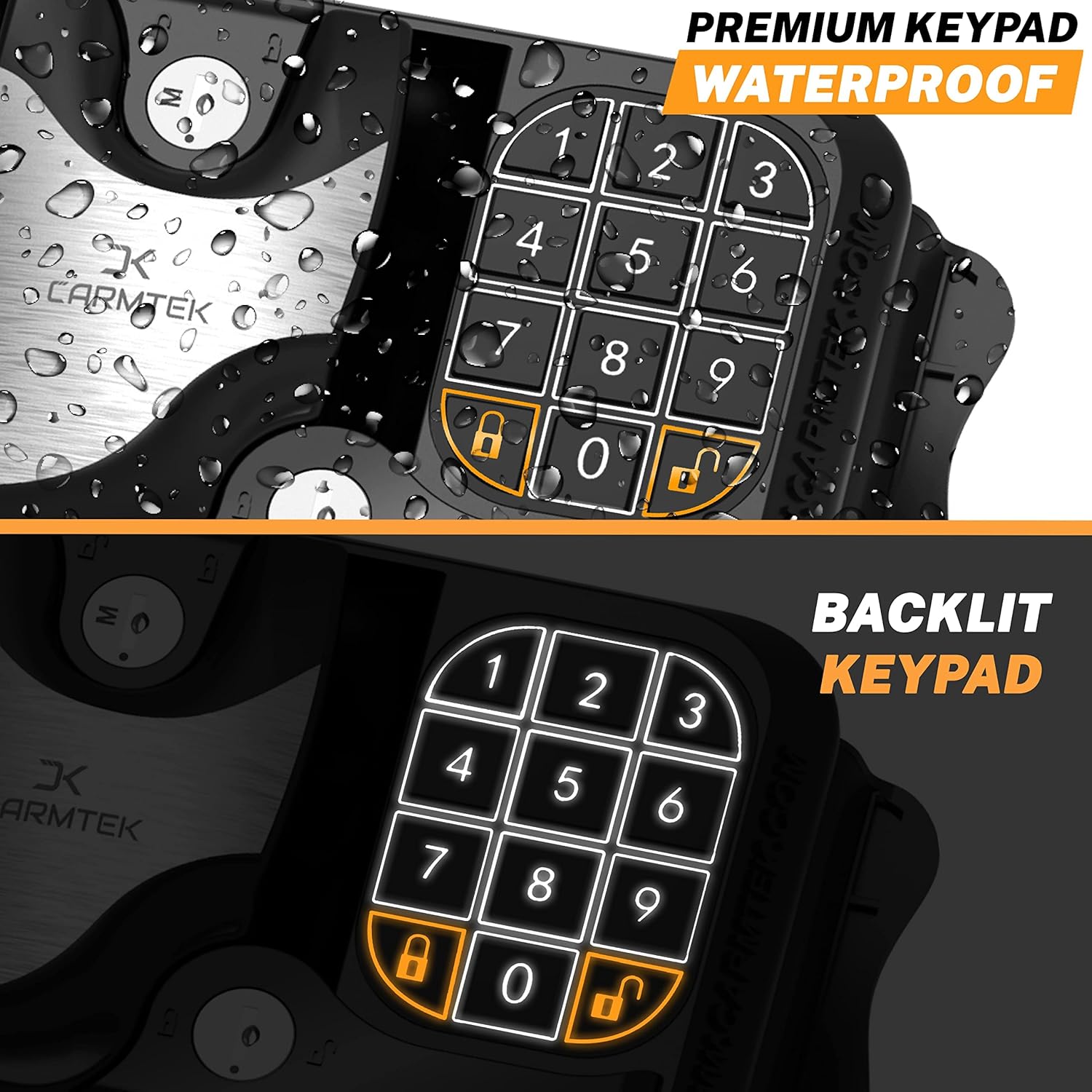 Carmtek - RV Keyless Entry Door Lock Latch Handle | 2022 RV Lock Keyless Entry | 100% Metal RV Door Lock with Backlit Keypad, 2 Fobs