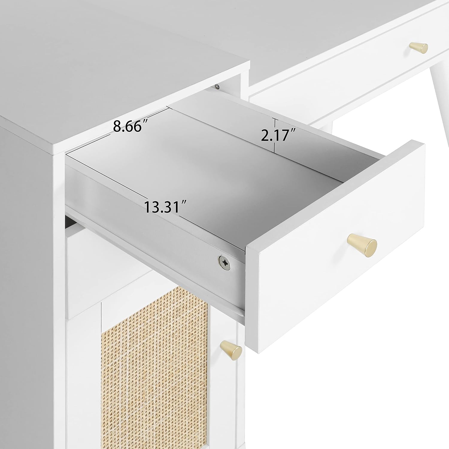 White Makeup Vanity Desk with Drawers, Modern Dressing Table with Storage Cabinet for Bedroom, Without Stool (42" White)