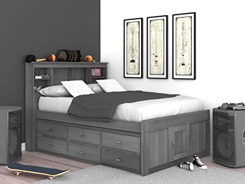 Discovery World Furniture White Full Bookcase Bed with 6 Drawers