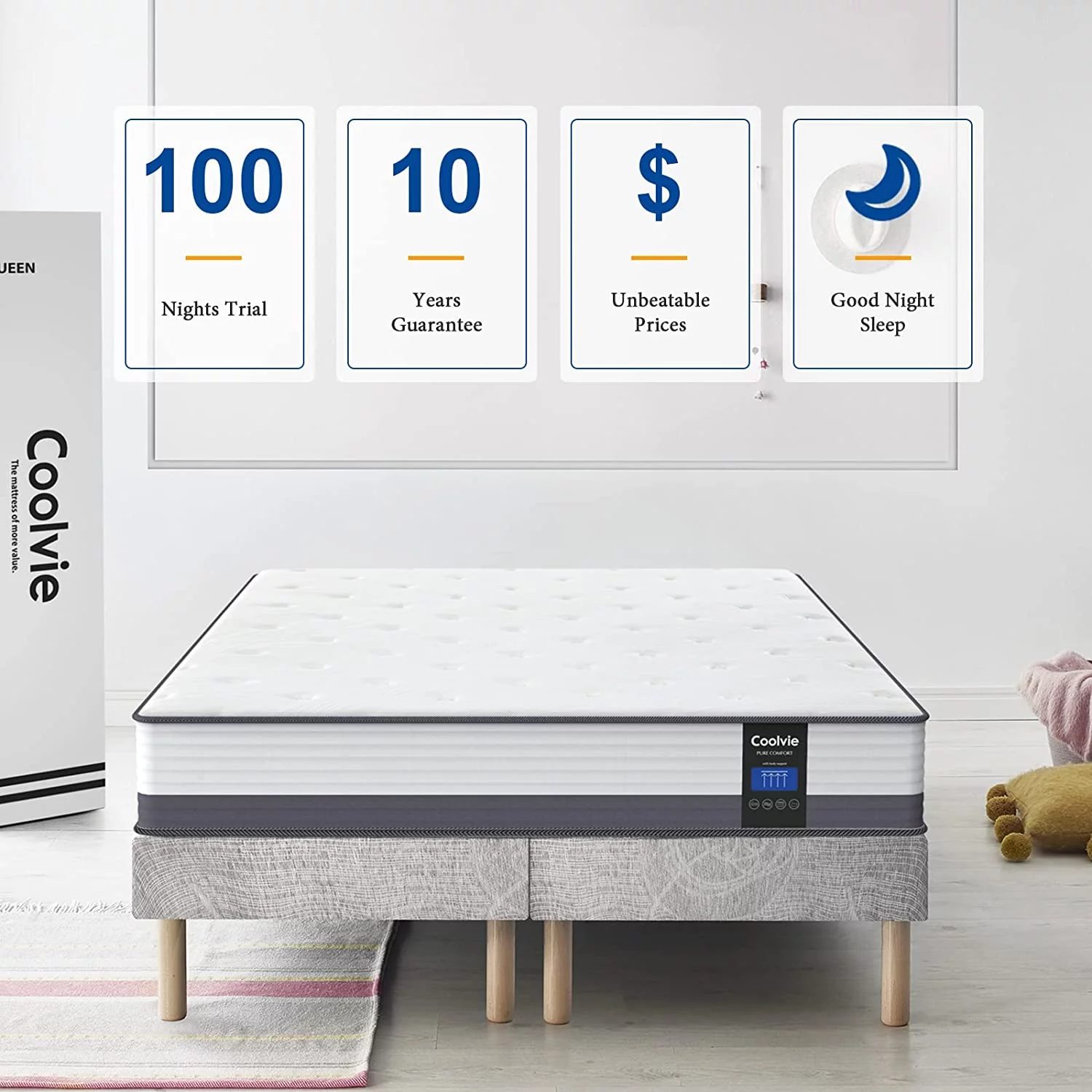Full Mattress, Coolvie 10 Inch Full Size Gel Memory Foam Hybrid Mattress