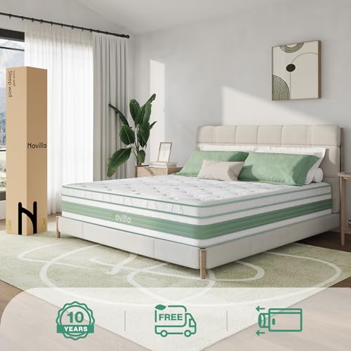 Novilla King Size Mattress 14 Inch, Hybrid Mattress King for Motion Isolation, Gel Memory Foam with Pressure Relief for Cool Night Sleep