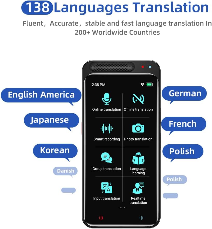 Language Translator Device, Support 138 Languages, Two Way Real-Time Voice Translation