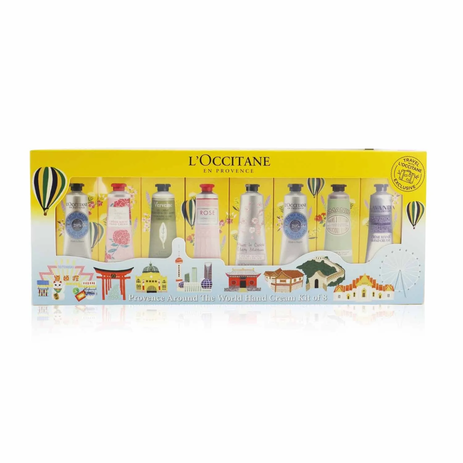 L'Occitane Provence Around The World Hand Cream Kit Of 8: (2xShea Butter + 1x Rose, Cherry Blossom, Lavender, Peony, Almond