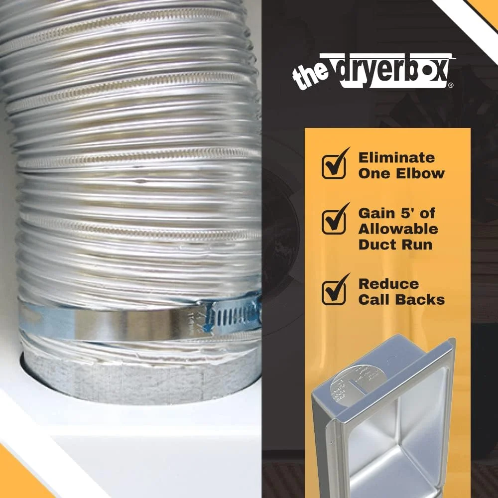 New Construction Dryer Box | Indoor Dryer Vent | Recessed Dryer Vent Box With Gas Port | Dryer Vent | Best Dryer Wall Vent Box Model 425 | Upward