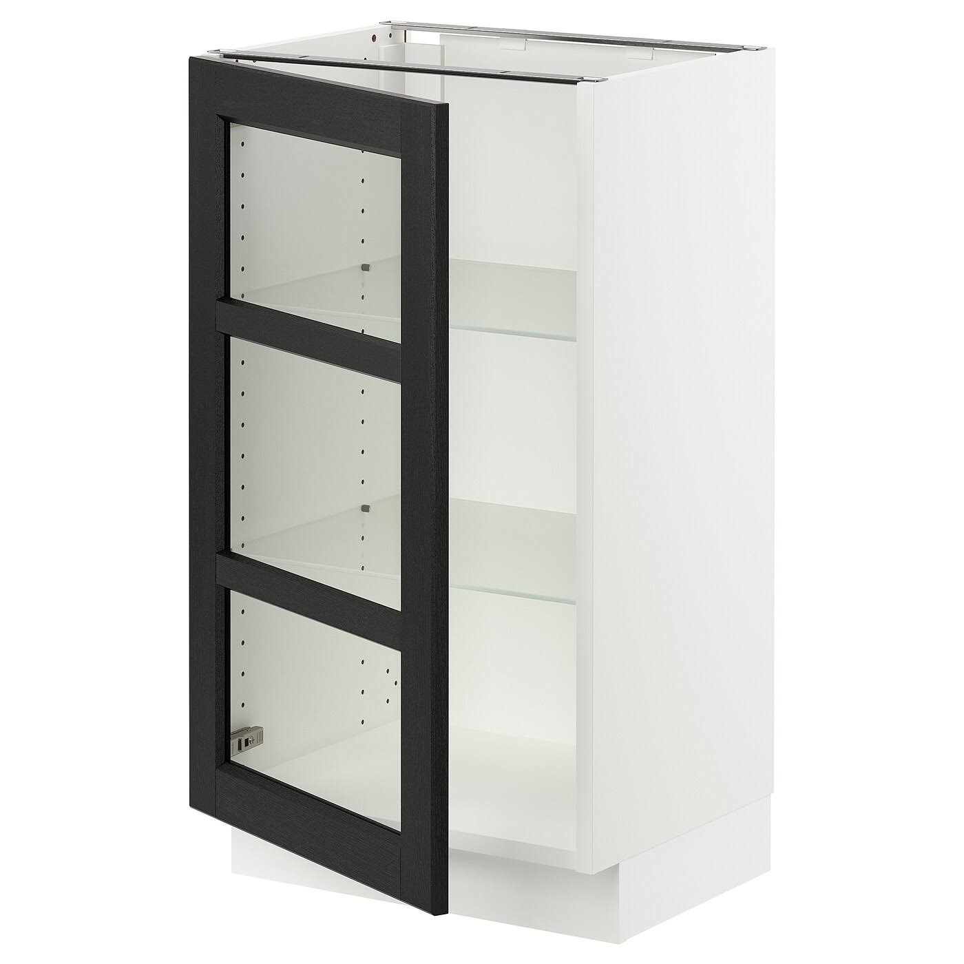 IKEA - SEKTION Base Cabinet with Glass DOOR, white/Lerhyttan Black stained, 18x15x30 89377966