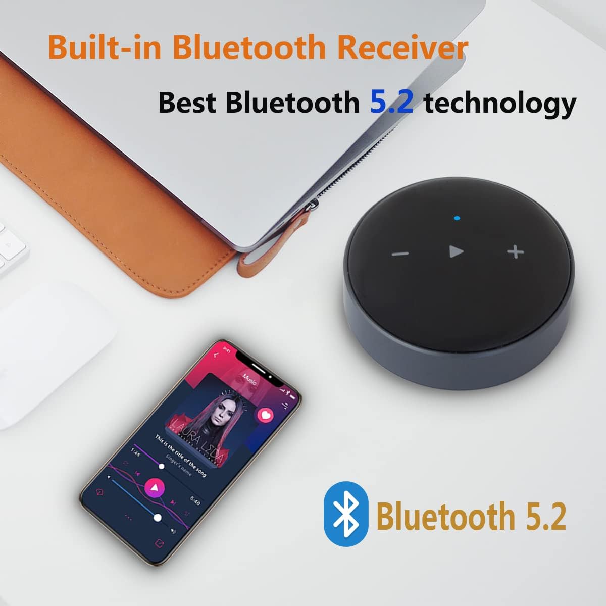 Wiim Mini Airplay 2 Music Streamer WiFi/Bluetooth Wireless Connection, Multiroom/Multizone Stereo Receiver Audio Adapter
