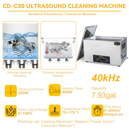 3L Ultrasonic Cleaner, One-Touch Cleaning, Heating, Dual-Frequency, Sweep Frequency, Touch Ultrasonic Cleaning Machine for Labs,Carburetor,Jewelry