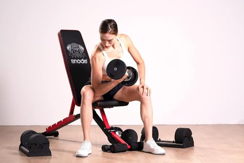 SNODE AD80 Drop Proof 80 lbs Adjustable Dumbbell Set -Adjustable Weights with Cast Iron Plates and Cradle, Knurled Handle, Fast Adjust