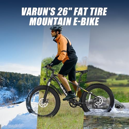 VARUN E Bikes for Men - Peak 750W Ebikes for Adults - Fat Tire Electric Bike Up to 25MPH 60+ Miles with 48V 13AH Removable Battery