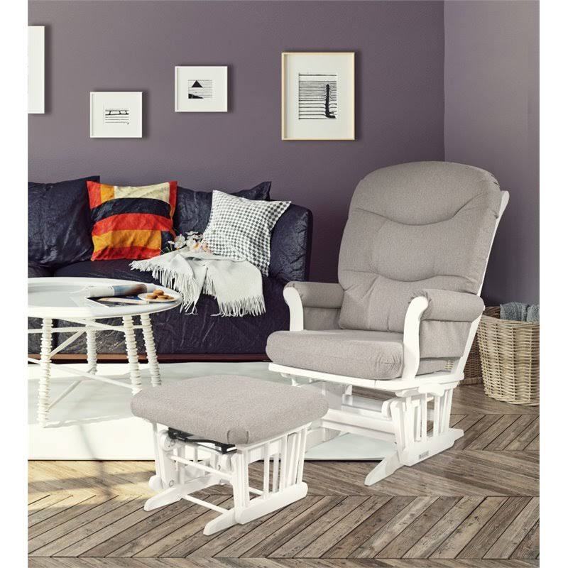 Dutailier Sleigh Glider u0026 Nursing Ottoman Combo, Light Grey Fabric