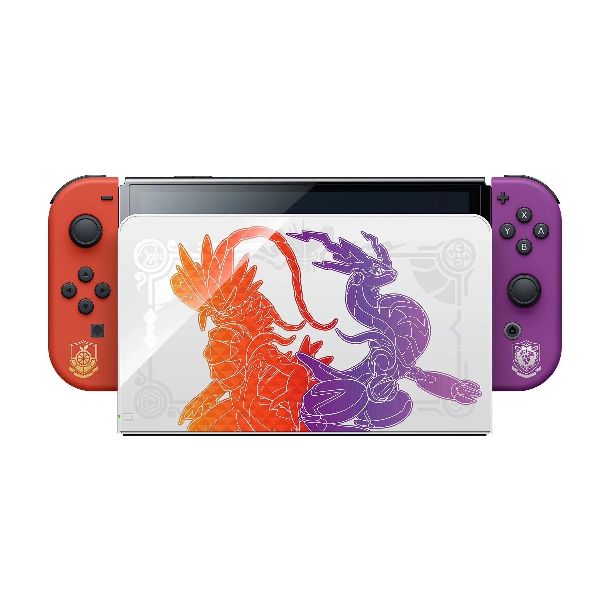2022 Nintendo Switch OLED Model Pokemon Scarlet & Violet Limited Edition, Pokemon Illustrations 64GB Console, Koraidon and Miraidon Glossy White Dock
