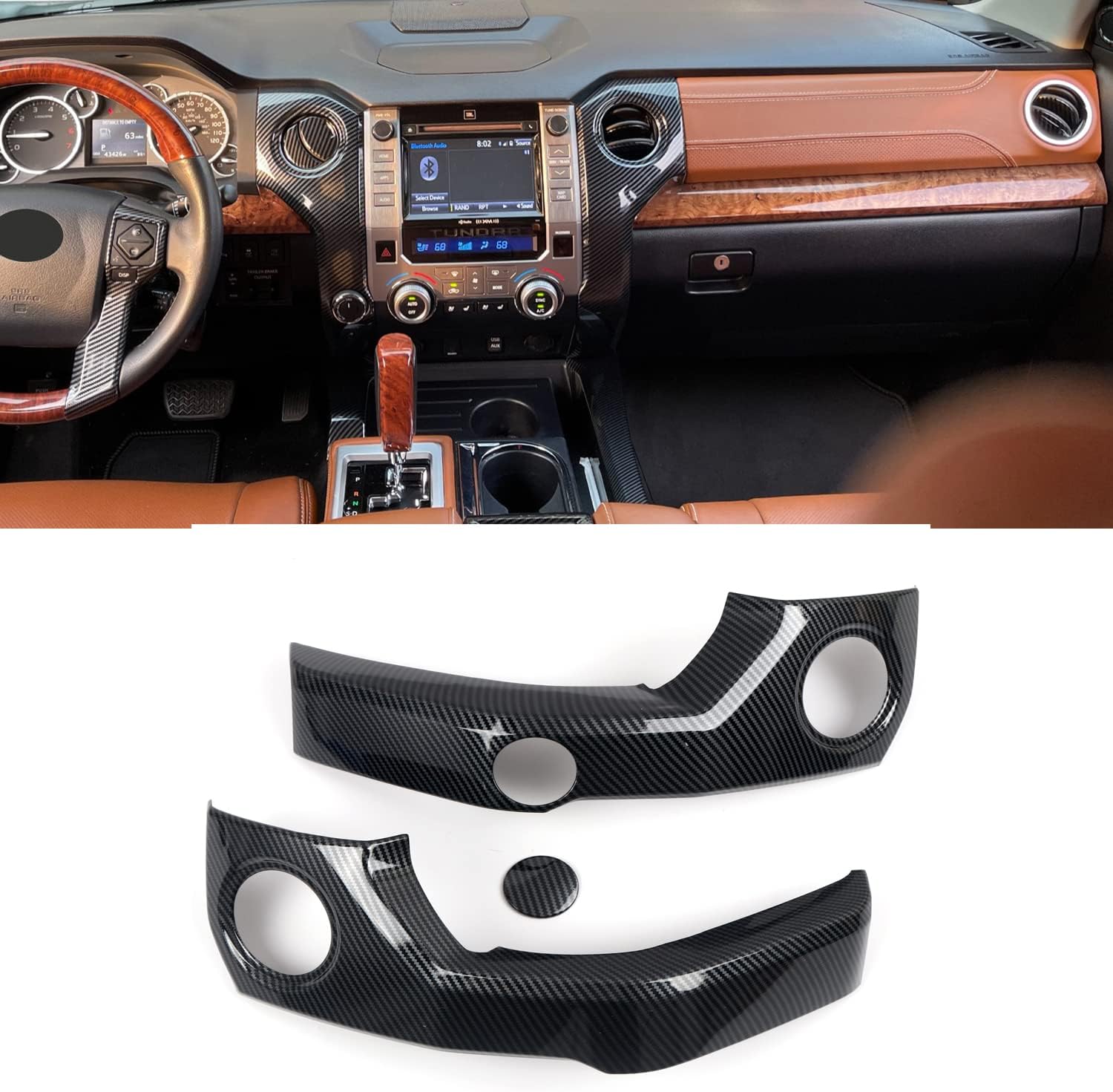 HIGH FLYING for Toyota Tundra 2014-2021 Car Accessories ABS Carbon Fiber Grain Center Consoles A/C Air Outlet Vent Decor Cover Trim 3pcs (Not Fit RHD)