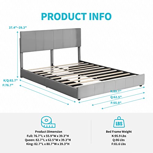 CECER Full Bed Frame with 4 Storage Drawers