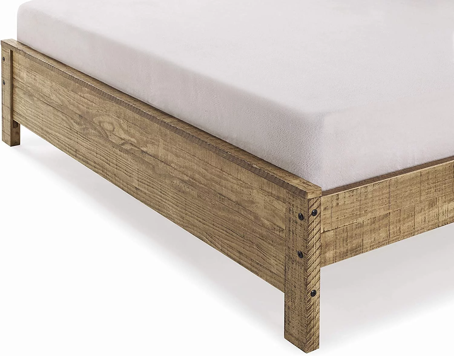 Yes4wood Solid Wood Full Bed Frame with Headboard, Heavy Duty Modern Rustic Full Size Bed Frames