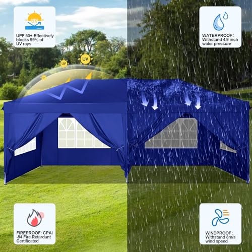 COBIZI 10x10 Pop up Canopy Tent Protable Canopy Tent with 4 Sidewalls Waterproof Commercial Instant Shelter for Parties, Wedding
