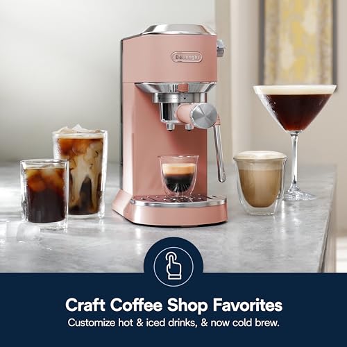 De'Longhi Dedica Duo Compact Espresso Machine - Cold Brew Coffee Maker with Milk Frother Wand- for Espresso, Hot & Iced Coffee, Cappuccinos