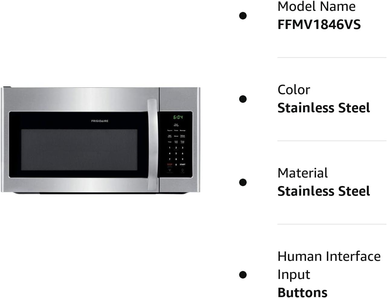 FRIGIDAIRE FFMV1846VS 30" Stainless Steel Over The Range Microwave with 1.8 cu. ft. Capacity, 1000 Cooking Watts, Child Lock and 300 CFM