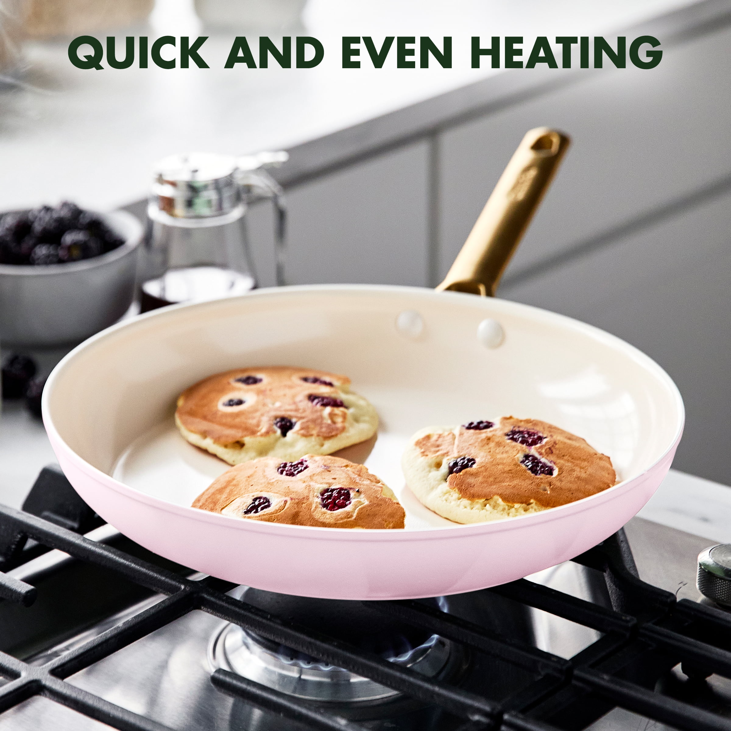GreenPan Reserve Hard Anodized Healthy Ceramic Nonstick 10 Pc Cookware Set, Blush Pink