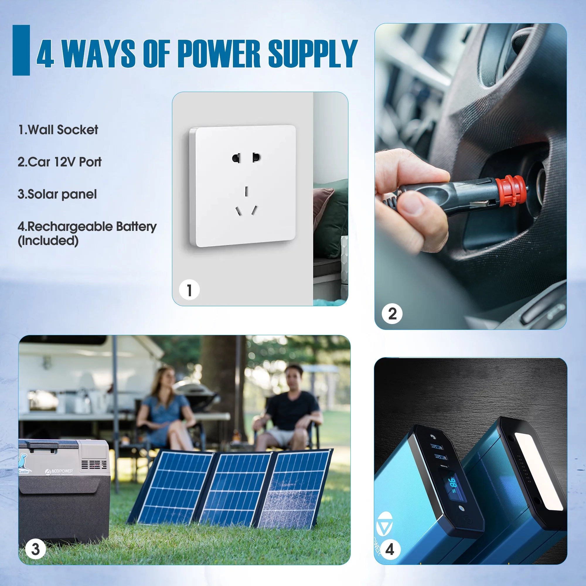 ACOPOWER 42Qt  Portable Refrigerator Freezer Car Freezer with Battery and 6'' off-Road Wheels, 12V,45W Cooler Freezer,Low Noice