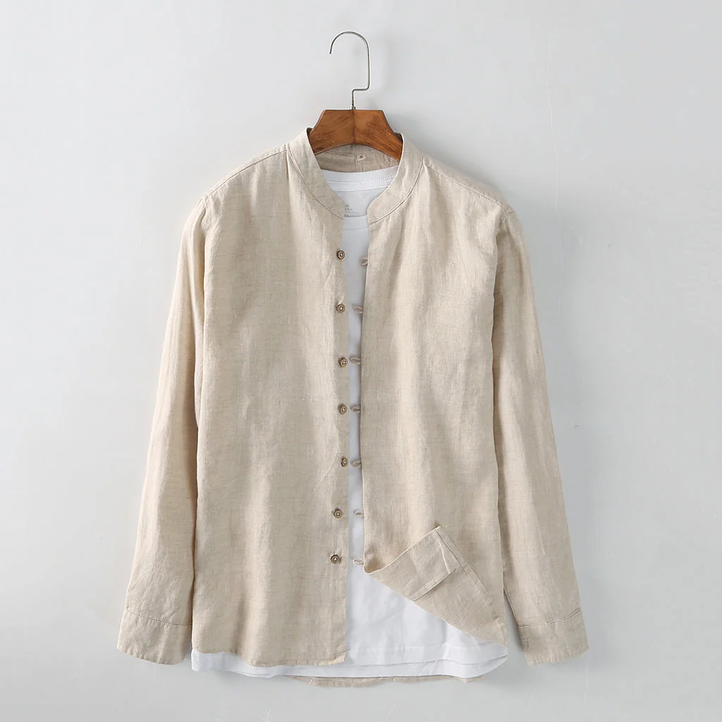 Men's Long Sleeve Linen Shirt C033