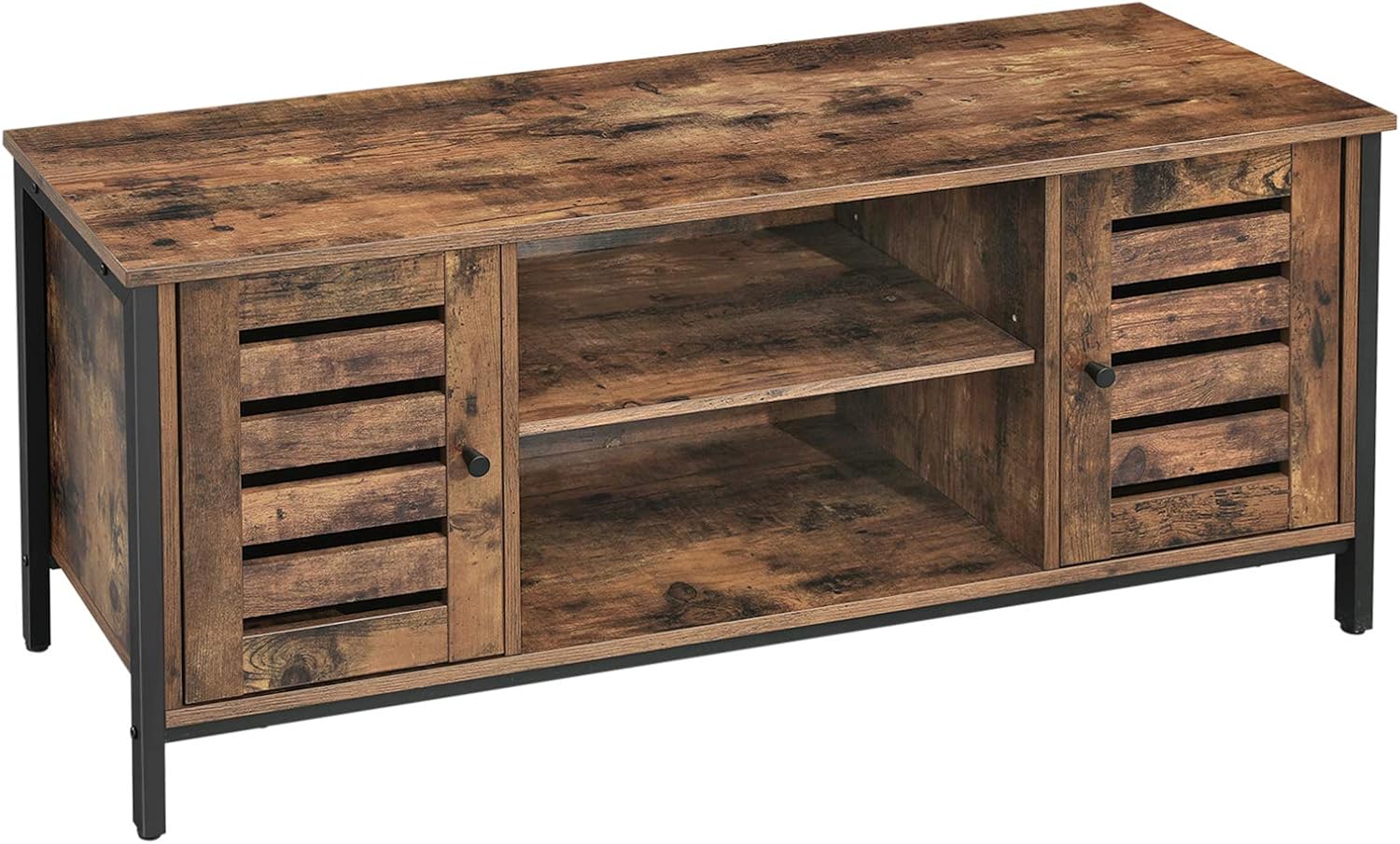 VASAGLE TV Stand for 50 Inches TV, TV Console Table with Storage Shelves, Cabinet with Storage, Louvered Doors, Entertainment Center for Living Room