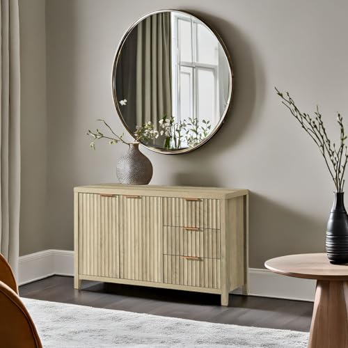 Fluted Sideboard Buffet Cabinet with Storage, 56" Large Buffet Modern Credenza with Adjustable Shelves