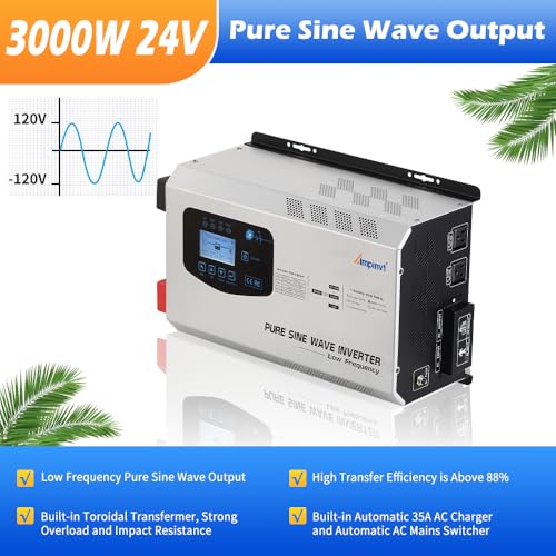 Off Grid Inverter Charger 5000W Peak 15000W DC 48V to 120V/240V AC Split Phase Output, with Battery AC Charger