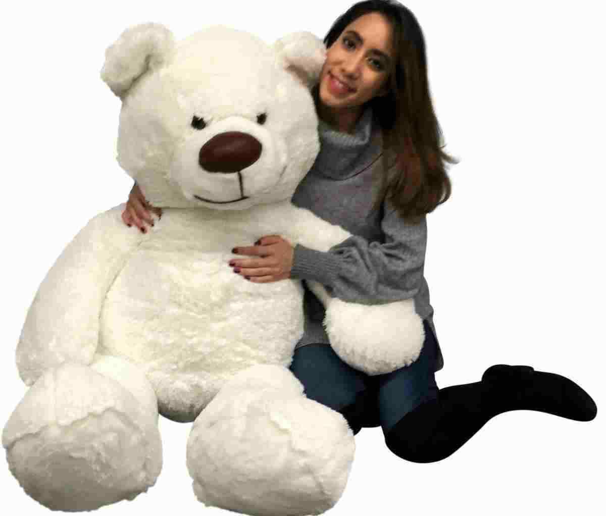 Big Plush American Made Giant White Teddy Bear 5 Feet Tall 60 Inches 152 cm Soft Big Stuffed Animal Made in The USA