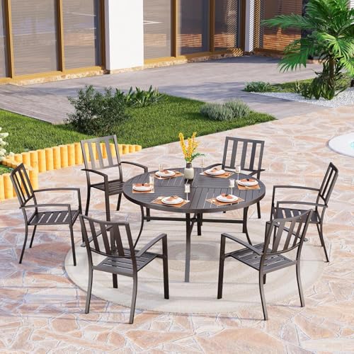 PHI VILLA Stackable Wrought Iron Patio Dining Chairs - Set of 2 Black Outdoor Chair Bistro Metal Chairs, Support 300 LBS