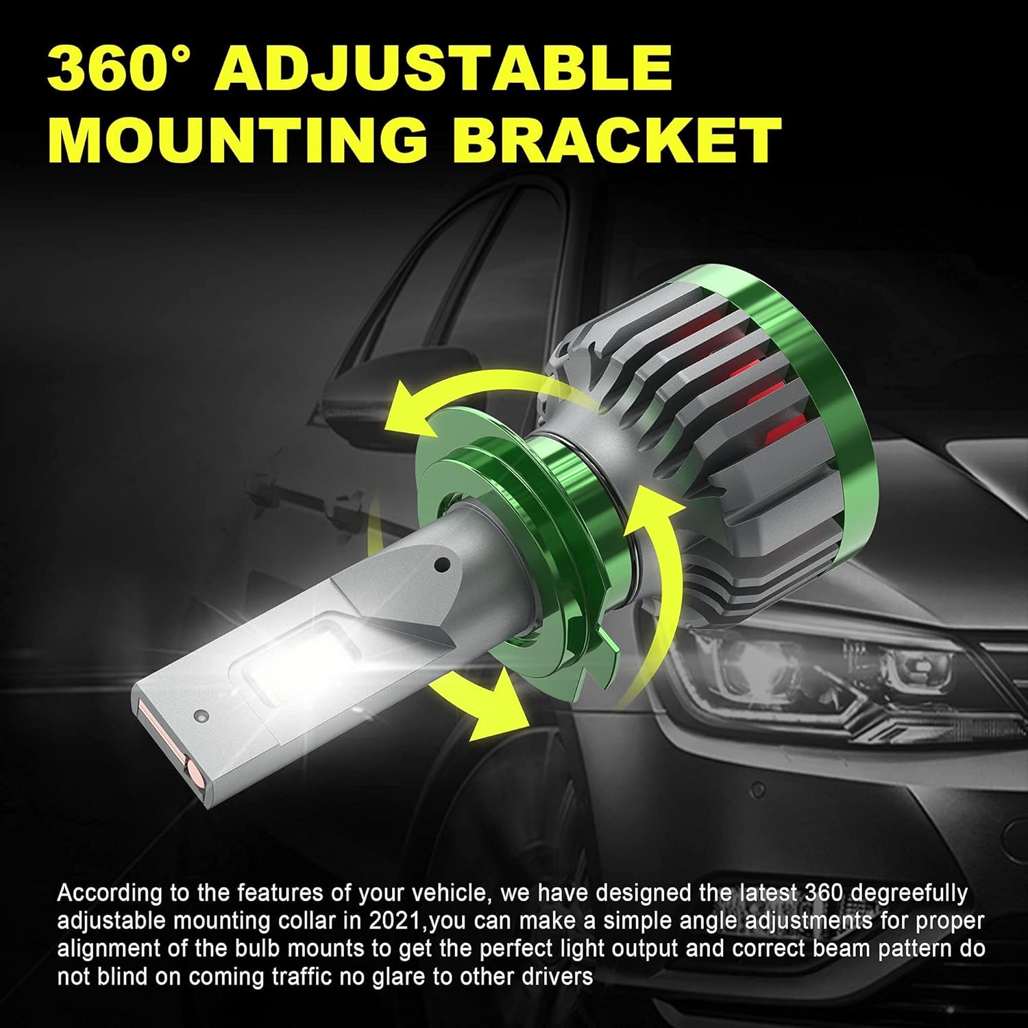 ASLONG 240W 28800LM H7+H7 LED Headlight Bulbs Combo Package