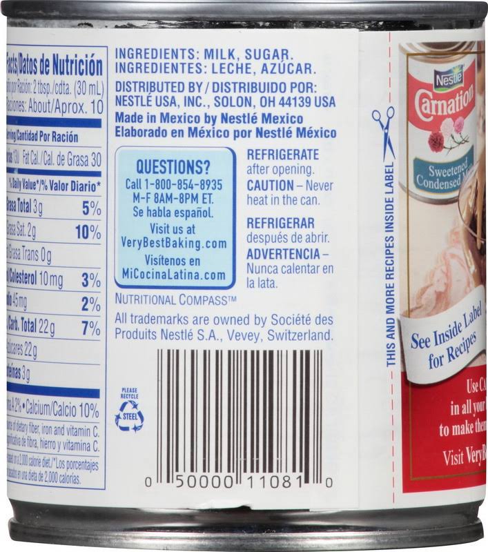 Carnation 10050000110817 Nestle Milk Condensed Sweetened