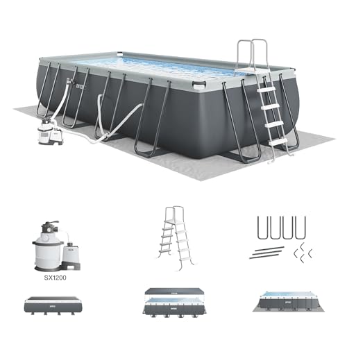 Intex 18' x 9' x 52" Ultra XTR Rectangular Frame Swimming Pool Set with Pump - Above Ground Backyard Large Rectangle Pool with 45-Inch Deep Water