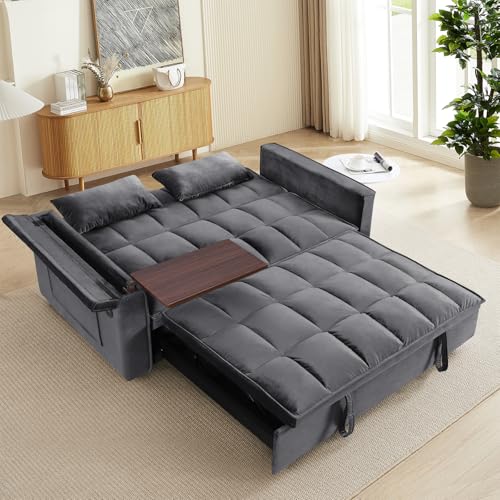 WIIS' IDEA Convertible Sofa Bed,3 in 1 Velvet Sleeper Sofa Pull-Out Bed