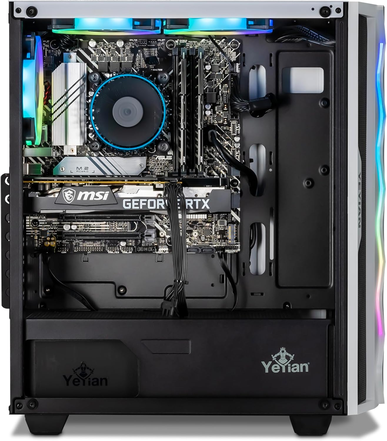 YEYIAN GeForce RTX 4060 Gaming PC, AMD Ryzen 5 7500F (> 5600X), 16GB DDR5 5600, 1TB NVMe SSD, WiFi & VR Ready, Win 11 Home Prebuilt PC for Gamer