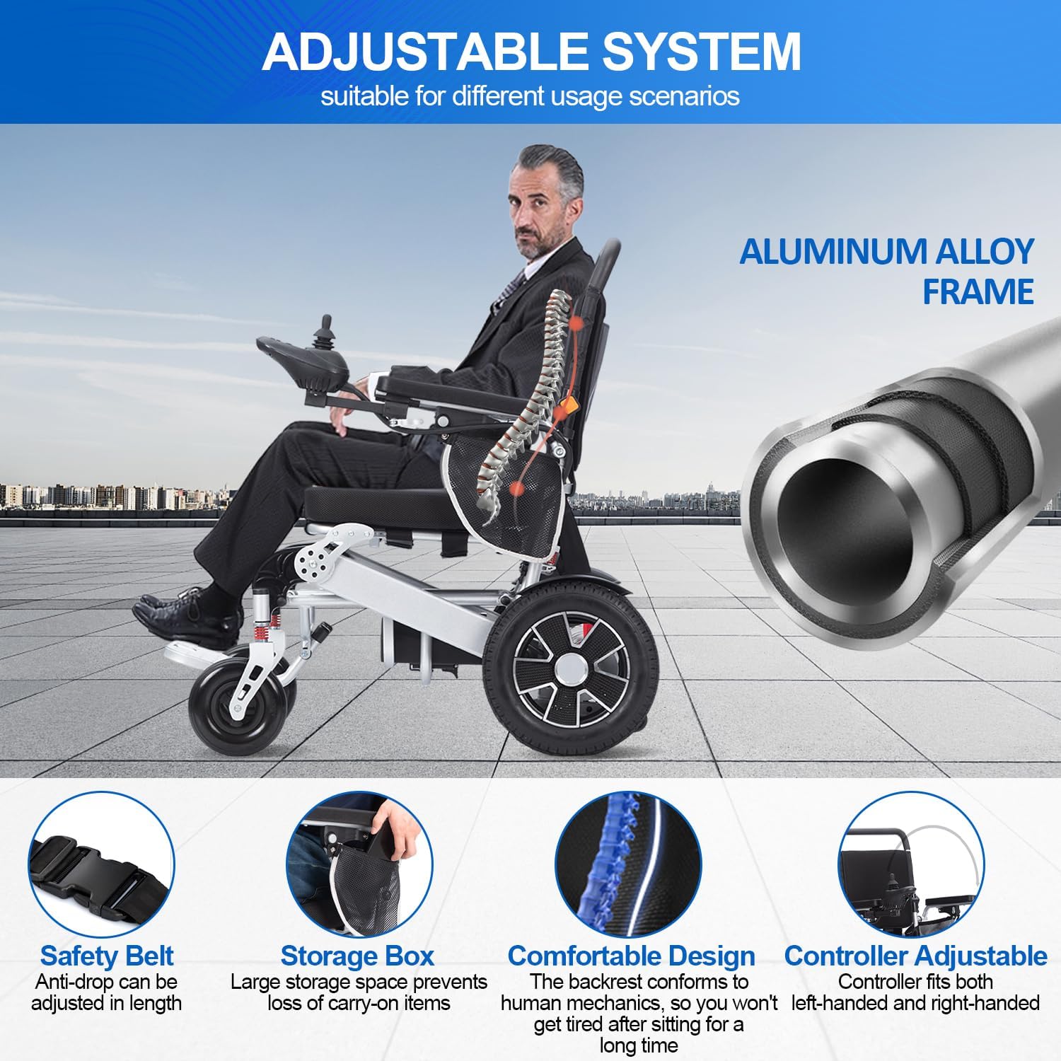 Electric Wheelchairs for Adults Intelligent Lightweight Foldable Electric Wheelchairs Power Wheelchairs for Seniors Compact Portable Airline Approved