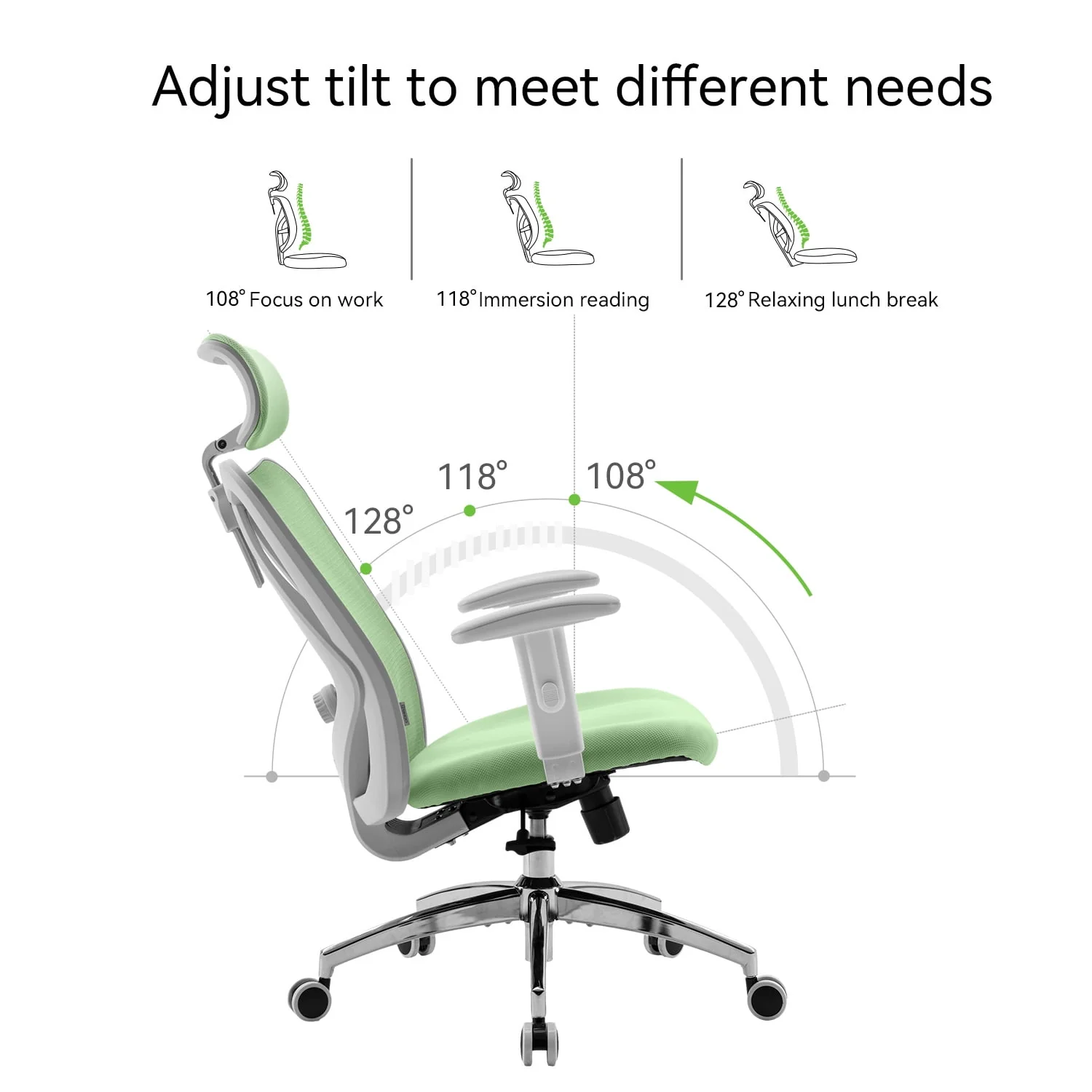SIHOO Ergonomic Office Chair, Mesh Computer Desk Chair with Adjustable Lumbar Support, High Back chair for big and tall, Black