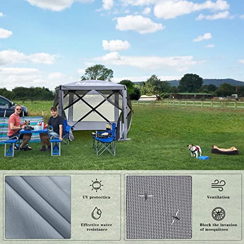 MASTERCANOPY 12x12FT Pop Up Gazebo Screen Tent - Instant Screen House with Netting, Quick Set, Outdoor Canopy Shelter with Carry Bag for Camping