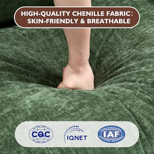 Ihanherry 111.4" U Shaped Modern Cloud Sofa Modular Sectional Couch with 2 Ottoman, 5-Seat Chenille Deep Seat Sofa with Pillow for Living Room
