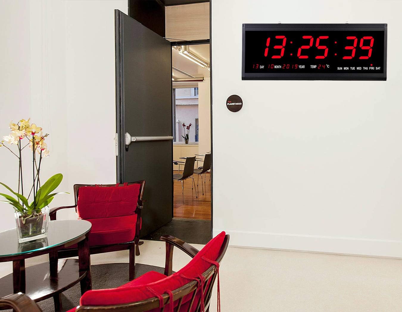 18.9 Inch Oversized LED Digital Wall Clock Large Display with Indoor Temperature Date and Day of Week