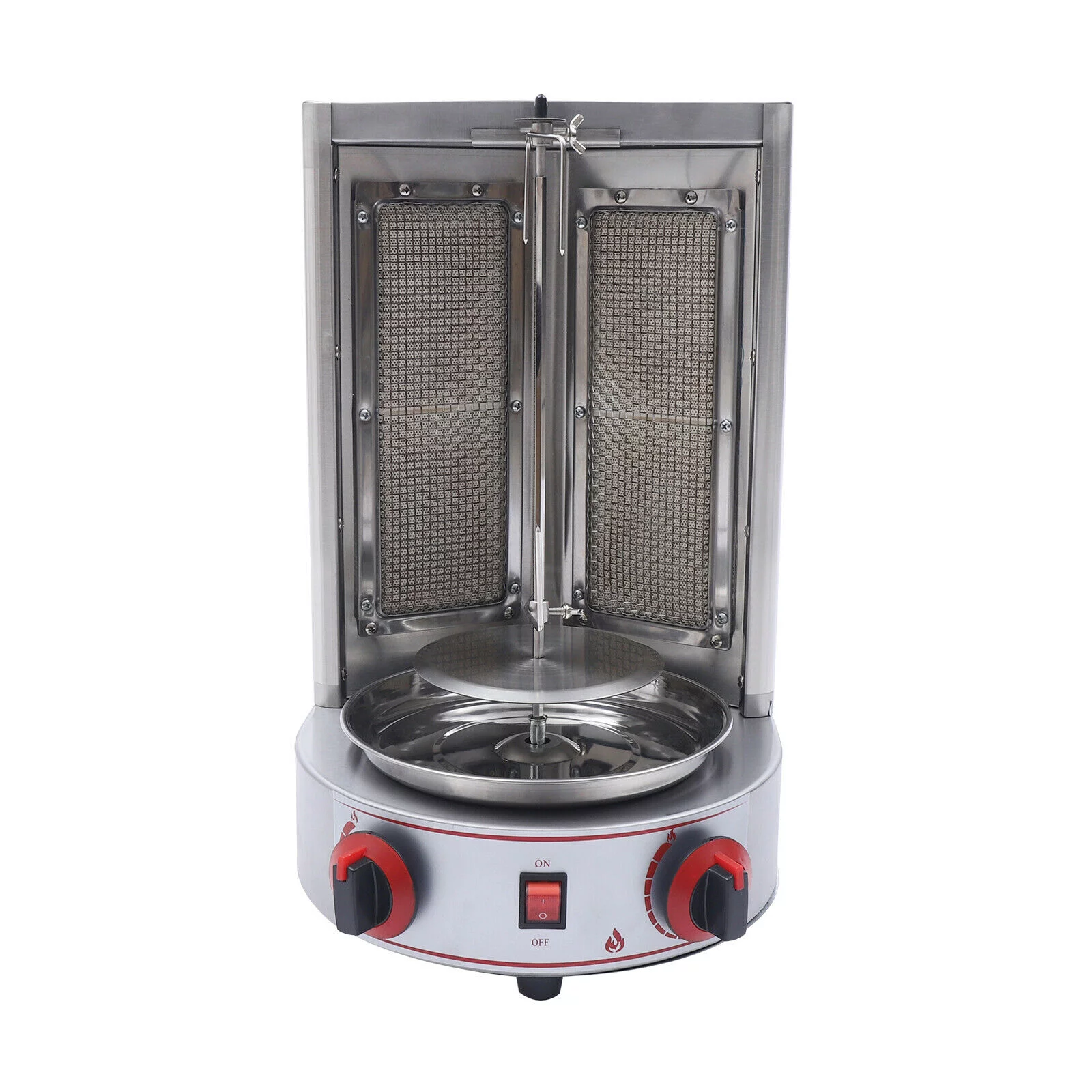 Fichiouy Vertical Gas Broiler Shawarma Machine Doner Kebab Gyro Grill Rotisserie Machine 3KW Silver