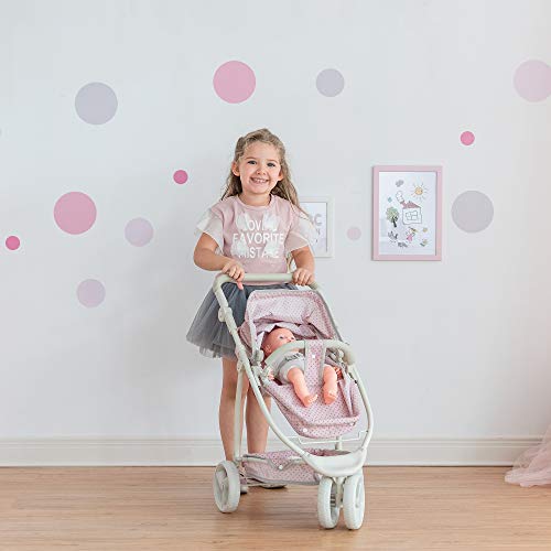 Olivia's Little World 2-in-1 Convertible Baby Doll Stroller with Retractable Canopy, All-Terrain Wheels, and Adjustable Handle