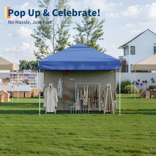 10x20 Pop Up Canopy - Easy Up Camping Tent with One Roller Bag, 3 Adjustable Height, 4 Weight Bags for Deck, Garden, Sports, Beach, Party - White