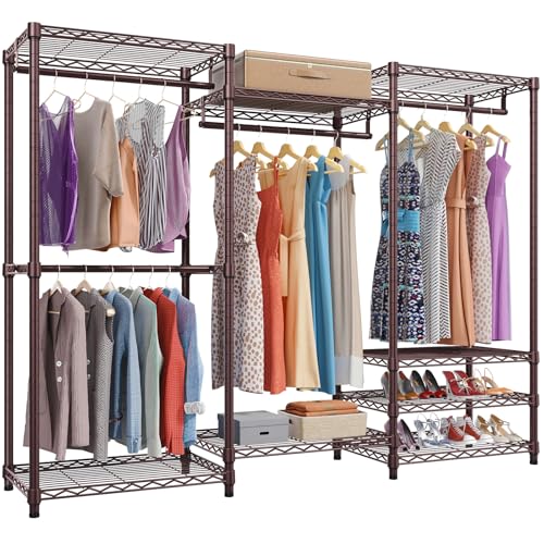 VIPEK V5 Portable Closet Wardrobe Heavy Duty Clothes Rack, Freestanding Clothing Rack with 4 Hang Rods & 8 Shelves, Adjustable Closet Racks