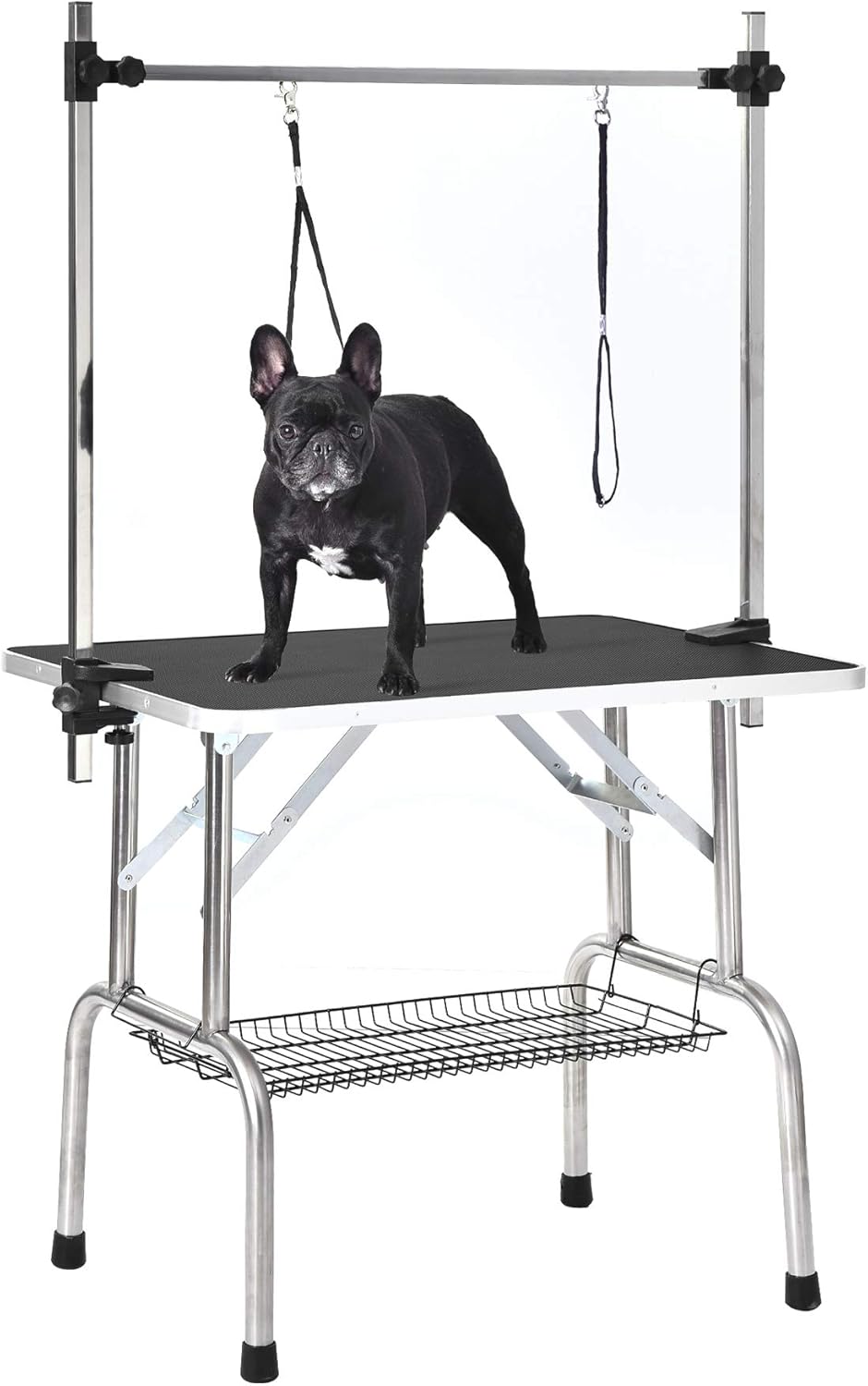 BTM Folding Dog Grooming Table Heavy Duty Stainless Steel Pet Dog Cat Grooming Table with Adjustable Arm