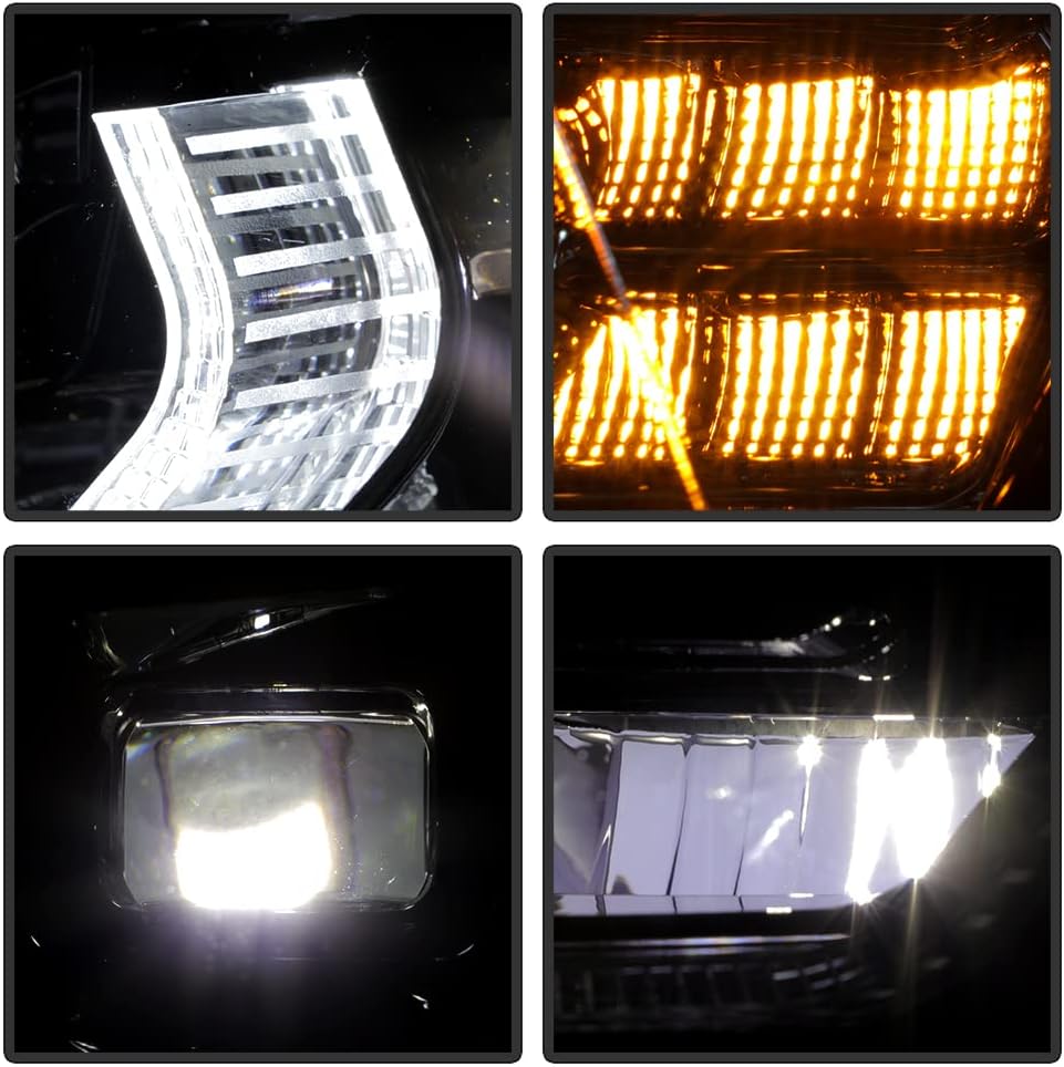 ACANII - For [Halogen Type] 2012-2015 BMW 320i 328i 335i Sedan Black Smoked DRL Tube Full LED Projector Headlights Pair